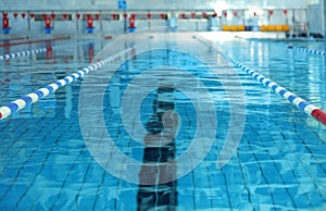 Modern swimming pool with blue water