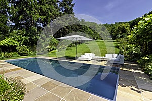 Modern swimming pool in garden