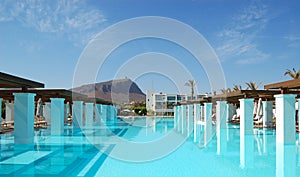Modern swimming pool at luxury hotel