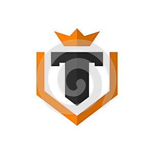Modern T letter shield logo