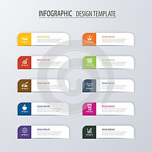 Modern tab index infographic options template with paper sheets.