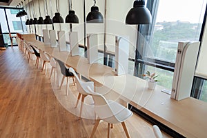 Modern table and chair in reading room