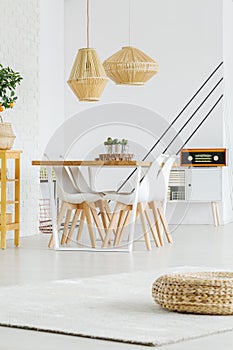 Modern table in dining room