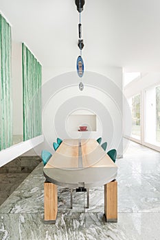 Modern table in expensive home
