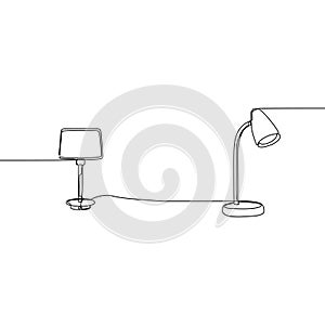 modern table student lamp one line Lamp icon set. Outline set of lamp vector icons for web design isolated on white background