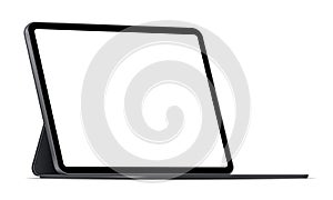 Modern tablet computer stand with blank screen