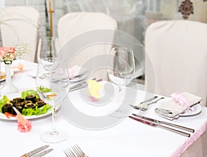 Modern tableware and glasses