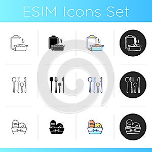 Modern tableware icons set