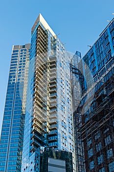 Modern tall buildings in Downtown Brooklyn, still under construction, New York City, NY, USA