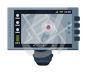 Modern Taximeter Device, Taxi Service Electronic Measurement Equipment Vector Illustration on White Background