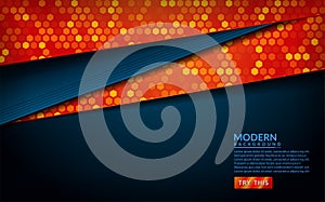 Modern tech blue combine with orange background. futuristic abstract background