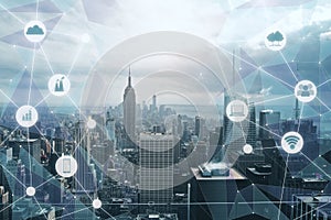 Modern tech city backdrop