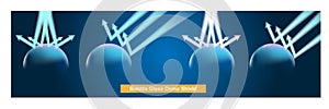 Modern tech futuristic of bubble dome shield sphere with shining arrow attack elements on dark blue background
