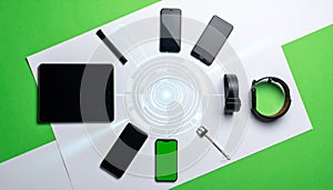 Modern Tech Gadget Ecosystem Flat Lay