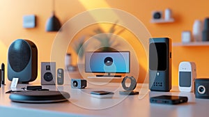 Modern Tech Gadgets and Devices on a White Tabletop