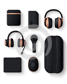 Modern tech gadgets on a white background