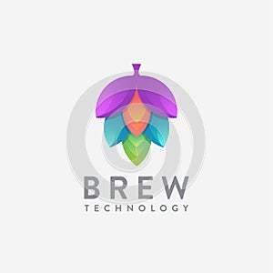 Modern tech hop brew brewery logo vector icon