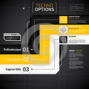 Modern techno layout with three lines.