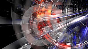 Modern technological digital office space, design of buildings and internal communications, architectural project. 3d render