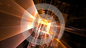 Modern technological digital office space, design of buildings and internal communications, architectural project. 3d render