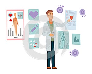 Modern technologies in medicine, diagnostics. Doctor taking care of the patients, healthcare and technology concept