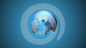 Modern technology background for broadcast. Virtual digital planet Earth on light blue background.