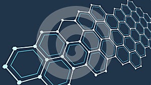 A modern technology background with a glowing blue honeycomb network pattern, vector design Generative AI