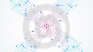 Modern technology circuit board texture background design illustration. Quantum computer technologies concepts, large