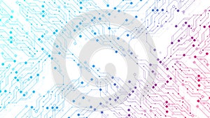 Modern technology circuit board texture background design. Waves flow. Quantum explosion technology. Quantum computer