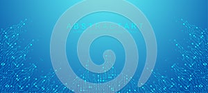 Modern technology circuit board texture background design. Waves flow. Quantum explosion technology. Quantum computer