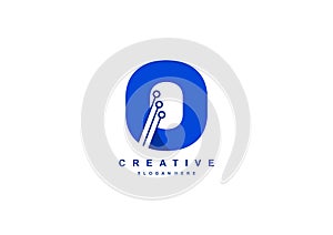 Modern Technology Circuit Letter O Logotype