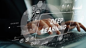 Modern Technology Concept Illustrating Deep Learning with Data Visualization and Digital Analytics in a Business Setting