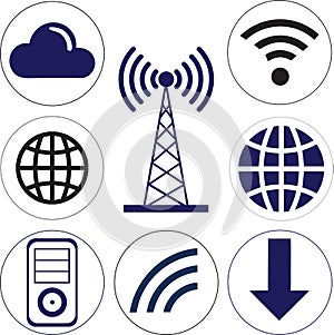 Modern Technology and Connectivity Icons Set