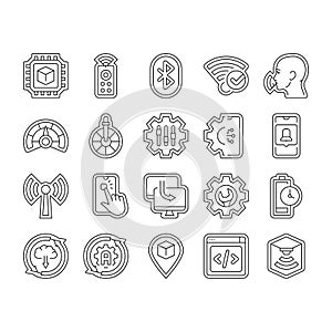 modern technology control product icons set vector