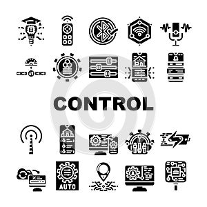 modern technology control product icons set vector