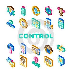 modern technology control product icons set vector