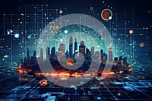 Modern technology data science. big data connection.