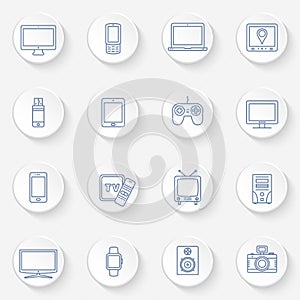 Modern technology devices icons set