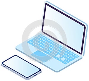 Modern technology devices vector illustration. Laptop and smartphone isolated on white background