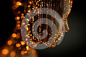 Modern Technology: Digital Head Filled with Binary Code Data