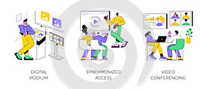 Modern technology in education isolated cartoon vector illustrations.