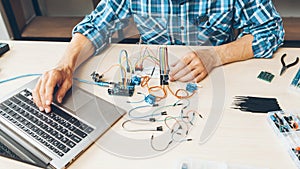 Modern technology electronics programmer testing photo