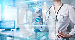 Modern technology in healthcare, medical diagnosis. Artificial intelligence help analysis data about health patients photo
