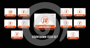 Modern technology mecha design style number days left countdown set