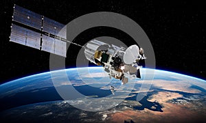 Modern telecommunication satellite at the Earth orbit