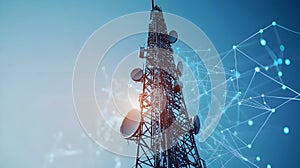 Modern Telecommunications Tower With Network Connections Visualizing Data Transmission And Wireless Connectivity photo