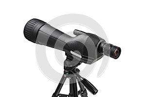 Modern  telescope on a tripod isolated on white