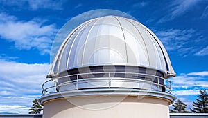 Modern telescope watching the sky, exploring astronomy discoveries generated by AI