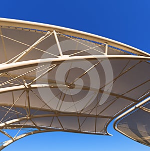Modern Tensile Structure on a Clear Blue Sky - Photography