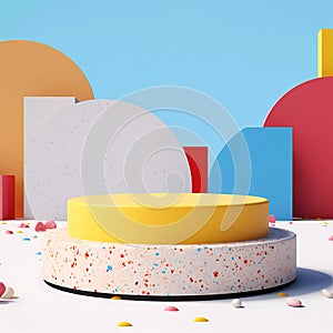 The Modern Terrazzo Podium Display Mockup.